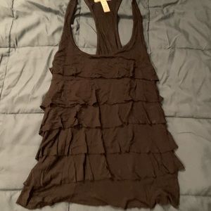 Black Ruffled Tank Top